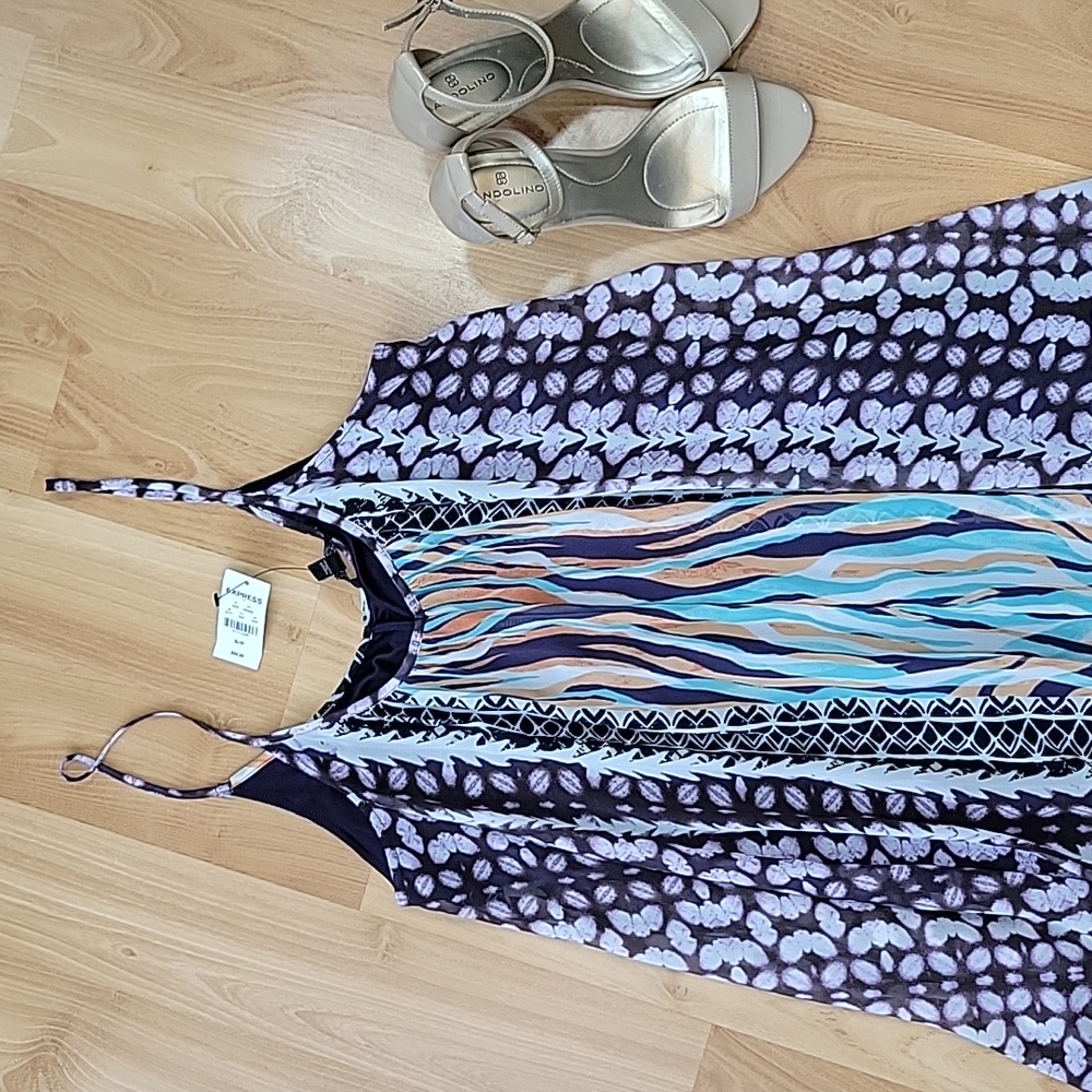 Nwt Express Multi Pattern Flowy Dress - image 2
